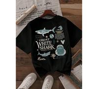 Maglietta oversize retrò con grande squalo bianco per le signore - un regalo per gli amanti degli animali marini, anatomia e biologia marina/della fauna selvatica - una simpatica maglietta per la prot