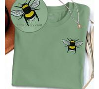 Maglietta oversize ricamata con ape, maglietta con ape, camicia da giardiniere, maglietta primaverile, maglietta "Salviamo le api", regali per amanti delle api, regali per apicoltori, maglietta, magli