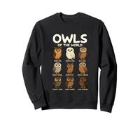Maglietta Owls of The World Design Specie di Gufi Animale Felpa