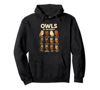 Maglietta Owls of The World Design Specie di Gufi Animale Felpa con Cappuccio
