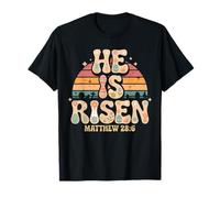 Maglietta pasquale cristiana con scritta in lingua inglese "He is Risen Jesus Christian Maglietta