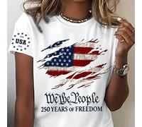 Maglietta patriottica cristiana da donna con stampa della bandiera americana e della croce, a maniche corte, girocollo casual, simboleggiante la fede che supera la paura, un regalo per veterani patrio