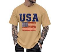 Maglietta Patriottica da uomo, girocollo con bandiera, a maniche corte, in cotone, alla moda, da viaggio, Giallo medio., L