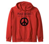 Maglietta Peace Begins with A Smile di Madre Teresa Felpa con Cappuccio