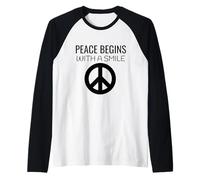Maglietta Peace Begins with A Smile di Madre Teresa Maglia con Maniche Raglan