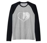 Maglietta per Amanti dei Cavalli, Regalo per Ragazze e Donne Che Amano i Cavalli Maglia con Maniche Raglan