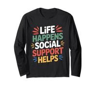 Maglietta per Assistente Sociale Life Happens Support Helps Maglia a Manica
