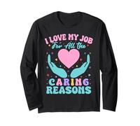 Maglietta per Assistente Sociale Love My Job Caring Reasons Maglia a Manica