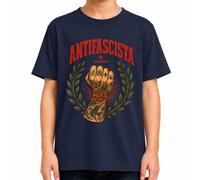 Maglietta per bambini con tatuaggio con scritta "Antifascista Siempre Faust | Sarcasmo, resistenza politica, sinistra, rondine, corona di alloro, socialismo, punk rock, anarchia, libertà, solidarietà