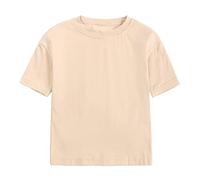 Maglietta per bambini e ragazzi, tinta unita, basic, a maniche corte, girocollo, maglietta per bambini, camicia trasparente da donna, beige., 4-5 Anni