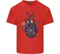 Maglietta Per Bambini Hippy Pacifista Anti-Guerra Peace Grenade