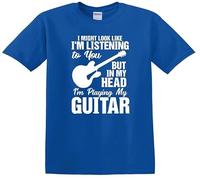 Maglietta per bambini "I Might Look Like I'm Listening to You My Head I'm Playing, T-shirt Blu Royal Stampa Bianca, 12-14 Anni