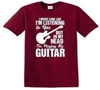 Maglietta per bambini "I Might Look Like I'm Listening to You My Head I'm Playing, T-shirt Maroon Stampa Bianca, 12-14 Anni