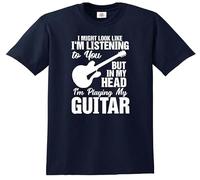 Maglietta per bambini "I Might Look Like I'm Listening to You My Head I'm Playing, T-shirt Navy Stampa Bianca, 12-14 Anni