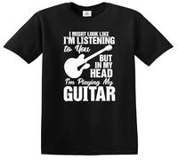 Maglietta per bambini "I Might Look Like I'm Listening to You My Head I'm Playing, T-shirt Nera Stampa Bianca, 7-8 Anni