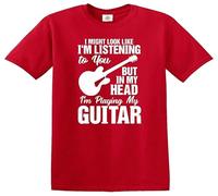 Maglietta per bambini "I Might Look Like I'm Listening to You My Head I'm Playing, T-shirt Rossa Stampa Bianca, 9-11 Anni