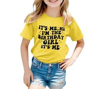 Maglietta per compleanno da ragazza, con scritta "Hello Seine ich bin das Geburtstagind T-Shirt Mädchen Bday Party T-Shirt Tops Kinder Sommer Outfit Shirt, giallo., 3-4 Anni