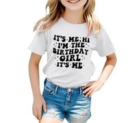 Maglietta per compleanno da ragazza, con scritta "Hello Seine ich bin das Geburtstagind T-Shirt Mädchen Bday Party T-Shirt Tops Kinder Sommer Outfit Shirt, bianco, 3-4 Anni