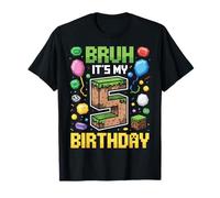 Maglietta per compleanno ragazzo Bruh It's My 5th Birthday Video Gamer Maglietta