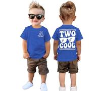 Maglietta per il 2° compleanno, a maniche corte, per bambini, con lettera, stampante, secondo compleanno, estiva, a maniche corte, in cotone, blu royal, 2 Jahre