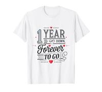 Maglietta per Il Primo Anniversario di Matrimonio, con Scritta in Inglese 1 Year Down Forever to Go Maglietta