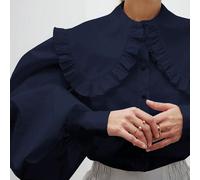 Maglietta per ragazze con colletto alla Peter Pan, maniche lunghe, casual e rilassata, semplice, adatta per primavera, estate e autunno L,M,S,XL,XS,XXL,XXSTessuto