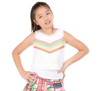 Maglietta per ragazze Lucky in Love Girls Palm Island Coco Chevron Tank - white - Bianco (XS)