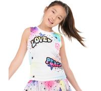 Maglietta per ragazze Lucky in Love Novelty Print Graffiti Squad Tie Back Tank - multicolor - Multicolore (XS)