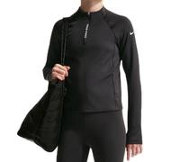 Maglietta per ragazze Nike Pro Dri-Fit Half Zip Long Sleeve - black/black/white - Nero (XS)