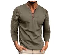 Maglietta per Uomo Giovane Classico Maglione a Manica Lunga Slim Fit Leggero e Comode Maglia Maglia Casual Felpa Oversize Girocollo con Bottoni, Verde militare, L