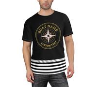 Maglietta personalizzata con ancora per barca con nome del capitano maglietta a righe nautiche vintage umorismo per barche maglietta corta per uomo equipaggio, Maglia Capitano Nautico - 20, taglia