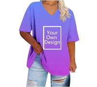 Maglietta personalizzata, da donna, oversize, con gradiente di colore, personalizzabile, con immagine del logo sul davanti, personalizzabile, per feste, Halloween, Natale, regalo esclusivo, viola
