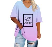 Maglietta personalizzata, da donna, oversize, con gradiente di colore, personalizzabile, con immagine del logo sul davanti, personalizzabile, per feste, Halloween, Natale, regalo esclusivo, viola