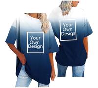 Maglietta personalizzata, da donna, oversize, con scritta in lingua tedesca sul davanti/posteriore, personalizzabile, per feste, Halloween, Natale, regalo esclusivo, Blu scuro, S