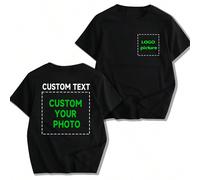 Maglietta personalizzata da uomo, inserisci il tuo testo/benedizione/messaggio divertente, carica una foto dei tuoi cari/migliori amici/animali domestici/paesaggi, maglietta nera, outfit di San Valent
