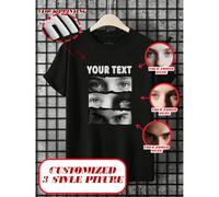 Maglietta personalizzata da uomo, utilizzando la tecnologia del floccaggio per personalizzare il tuo slogan, stampa del testo con texture morbida, carica le tue foto (partner, famiglia, animali domest