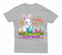 Maglietta personalizzata Happy Easter Cute Bunny Making Crafts Spring...