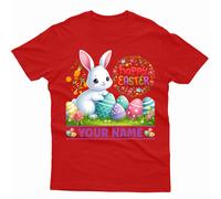 Maglietta personalizzata Happy Easter Cute Bunny Making Crafts Spring...
