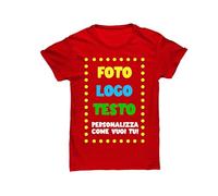 Maglietta Personalizzata Uomo Donna Bambino, Maglia Personalizzabile con Foto Testo, T-shirt Manica Corta Cotone 100% , Leggera e Traspirante, Idea Regalo Ricorrenze Eventi Colore Rosso Taglia XXL