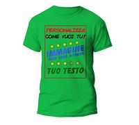 Maglietta Personalizzata Uomo, Donna e Bambino, Maglia Personalizzabile con Foto e Testo, T-Shirt a Manica Corta 100% Cotone, Leggera e Traspirante, Idea Regalo per Eventi e Ricorrenze, Verde, S