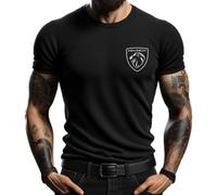 Maglietta Peugeot da uomo - Logo piccolo sul seno, nero, 100% cotone, maniche corte, taglie dalla S alla XXL, Nero , XL