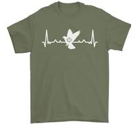 Maglietta Pigeon Hunting Heart Beat Hunter ECG Uomo 100% Cotone