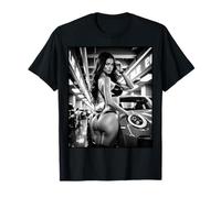 Maglietta Pinup Girl da uomo - Hot Pin-Up Girl & Exotic Car BW Maglietta