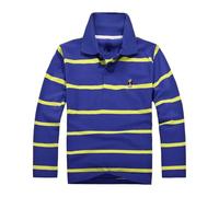 Maglietta Polo a Maniche Lunghe per Bambino, Camicia Elasticizzata con Colletto con Dettaglio a Quadri, Elegante e Morbida per Scuola e Autunno, 6-24 Anni,Moda