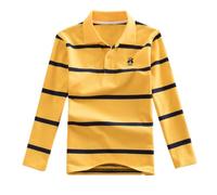 Maglietta Polo a Maniche Lunghe per Bambino, Camicia Elasticizzata con Colletto con Dettaglio a Quadri, Elegante e Morbida per Scuola e Autunno, 6-24 Anni,Moda