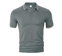 Maglietta Polo Uomo, Camicie Estive da Uomo, Camicia da Uomo A Maniche Corte alla Moda per L'Europa E Gli Stati Uniti Estiva Casual Ampia E Traspirante con Risvolto (Grigio XXL)