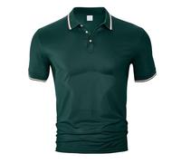 Maglietta Polo Uomo Manica Corta, Camicie Uomo, Camicia da Uomo A Maniche Corte alla Moda per L'Europa E Gli Stati Uniti Estiva Casual Ampia E Traspirante con Risvolto (Verde Scuro M)