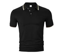 Maglietta Polo Uomo Maniche Lunghe, Camicie Uomo, Camicia da Uomo A Maniche Corte alla Moda per L'Europa E Gli Stati Uniti Estiva Casual Ampia E Traspirante con Risvolto (Nero XXL)