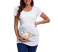 Maglietta premaman a maniche corte per gravidanza, abbigliamento casual per gravidanza, divertente impronta dei piedi, donna incinta a maniche lunghe, bianco, L