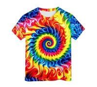 Maglietta Ragazzo - Maglietta Tie-Dye Neon per Bambini per Ragazzi e Ragazze Maglietta Tie-Dye Hippie Maglietta per Bambini Grandi Taglia 6-16 Anni (Orange 3-4 Years)